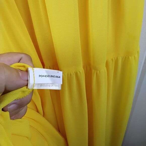 Boston Proper Yellow Tiered Ruffle‎ Maxi Dress Size Small - Picture 12 of 16